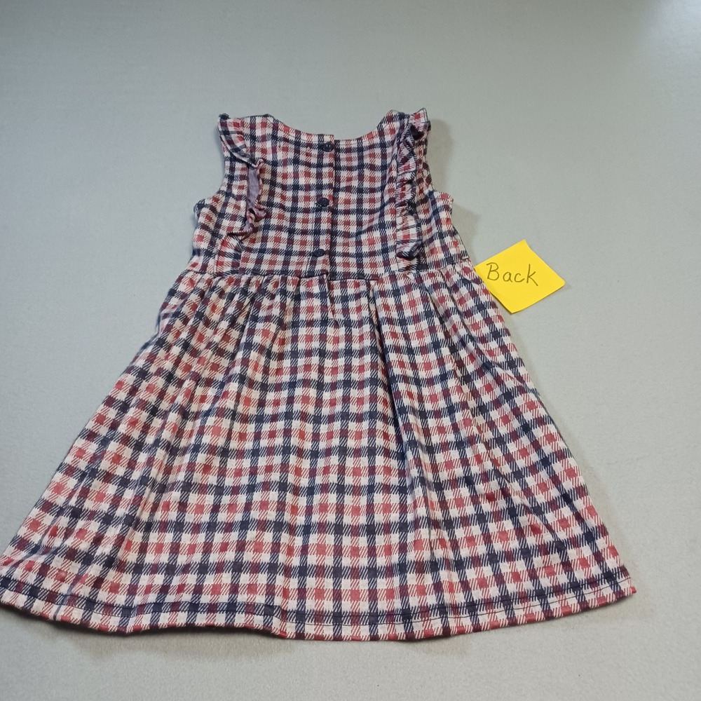 Kensie Girl Plaid Sleeveless Ruffle Dress Red Navy Blue White Size 6X JBJJ912